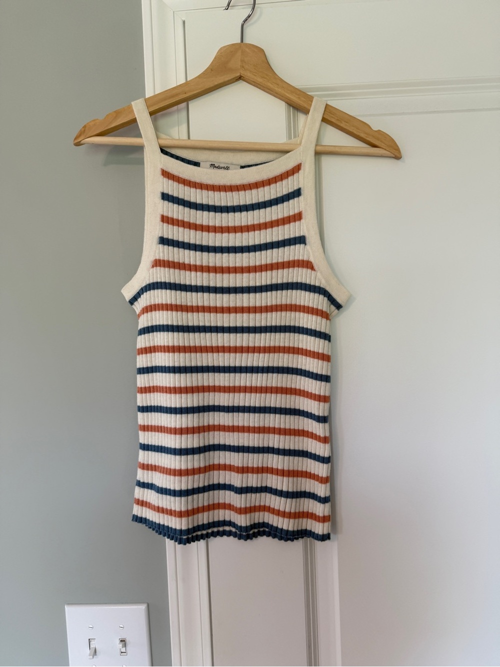 Madewell Ribbed Striped Tank Top — Cream, Rust & Navy